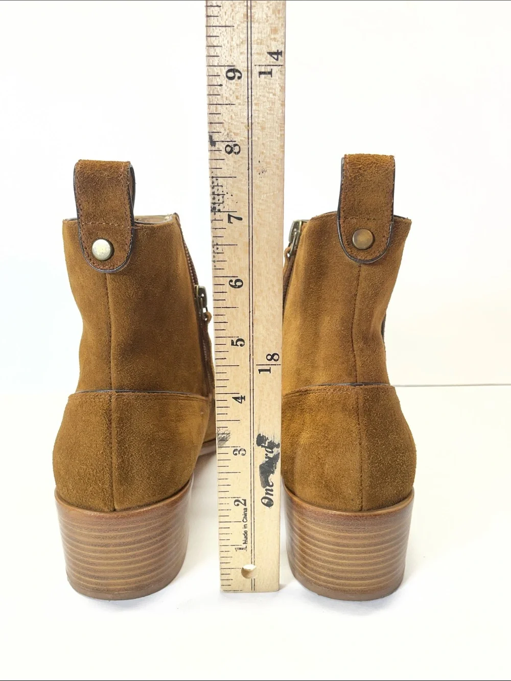 Veronica Beard Suede Ankle Booties in Cognac Brown